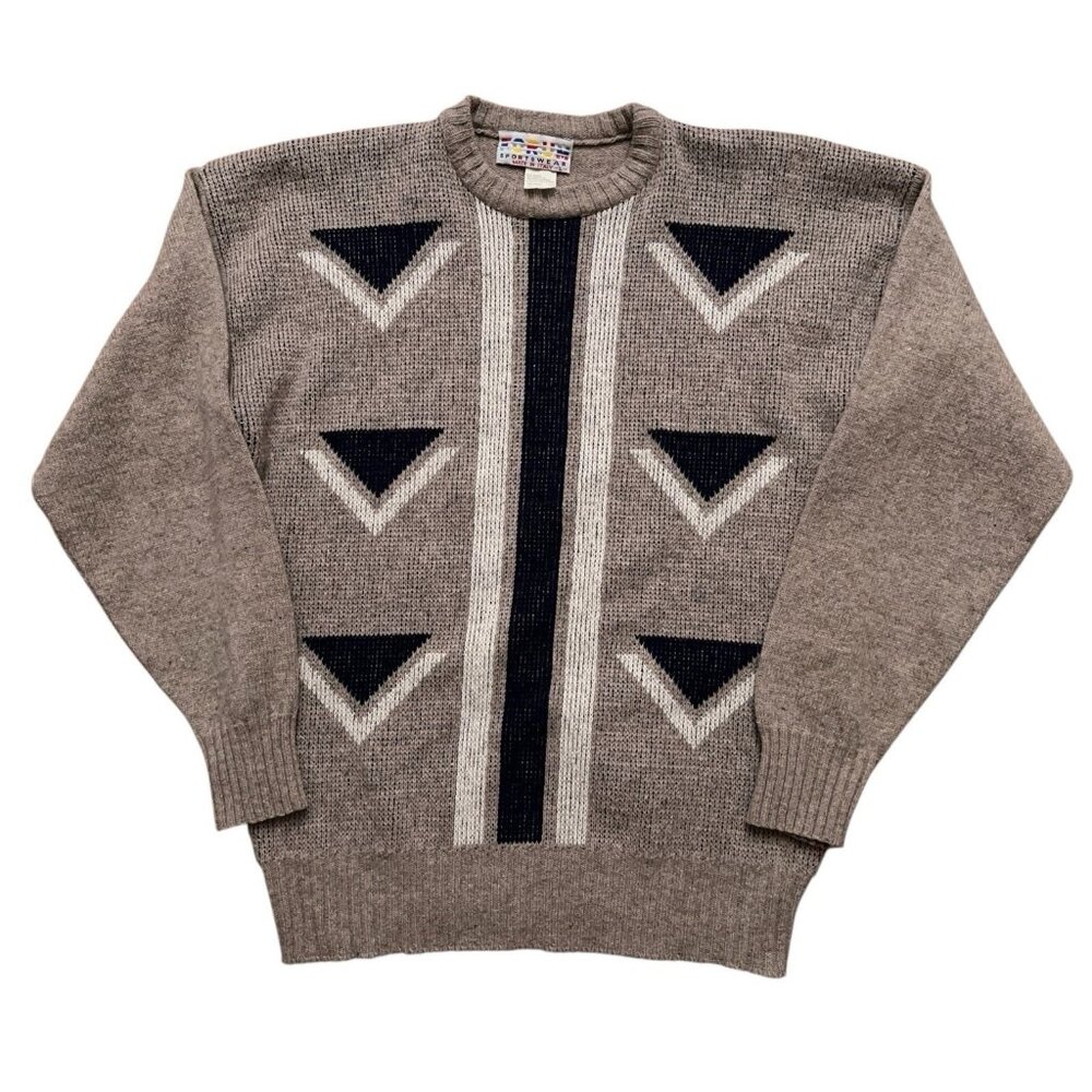 Forum Sportswear Sweater Mens L Wool Blend Made in Italy Beige VTG 80s 90s